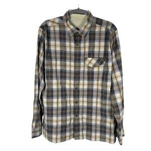 KUHL Shirt Men Large Plaid Crinkle Cotton Long Sleeve Button Up Hiking Camping